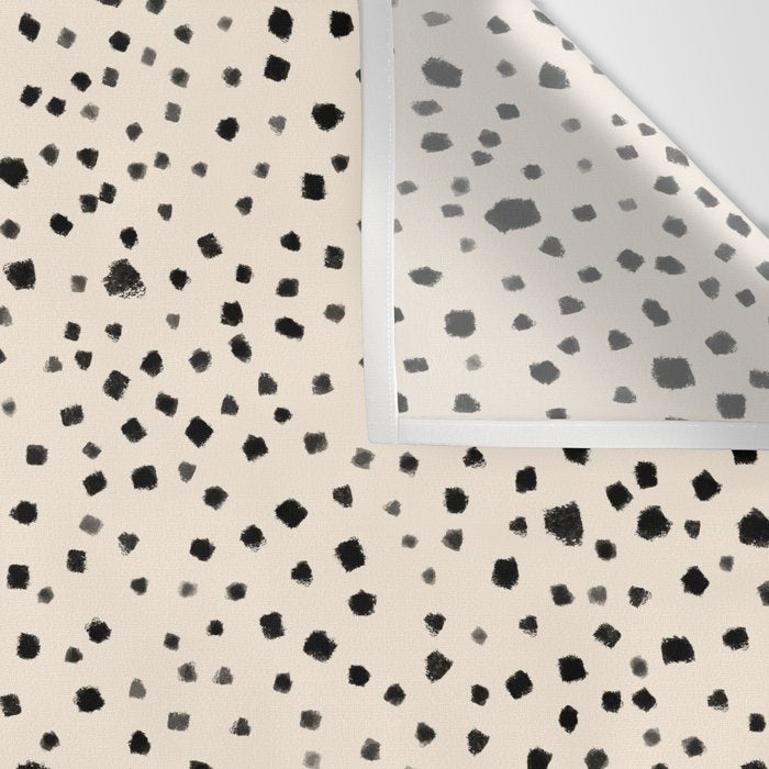 Painted Smudge Dots Organic Pattern in Black and Almond Cream Wall Tapestry Gallery Image 3