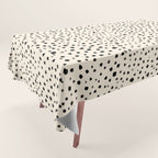 Painted Smudge Dots Organic Pattern in Black and Almond Cream Tablecloth Gallery Image 1