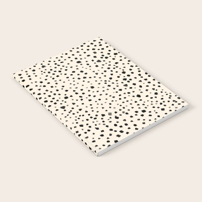 Painted Smudge Dots Organic Pattern in Black and Almond Cream Notebook Gallery Image 2