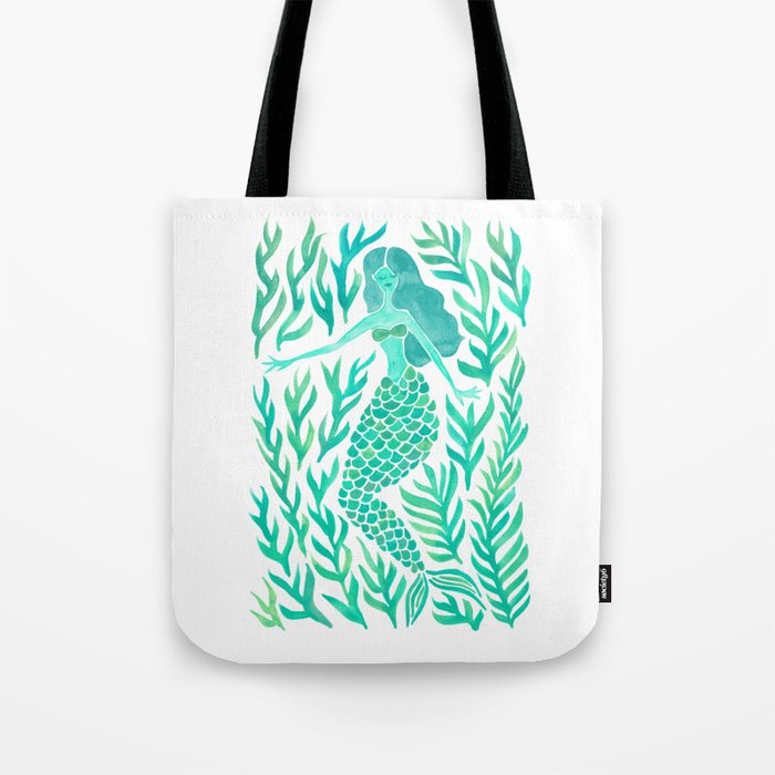 Kelp Forest Mermaid - Mint Palette Tote Bag Gallery Image 1