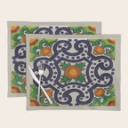 Oranges talavera tile abstract pattern modern decoration Placemat Gallery Image 1