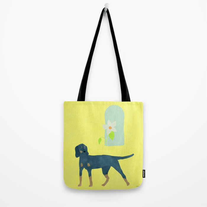 Dog and a Half-Round Window - Green and Yellow Tote Bag Gallery Image 2
