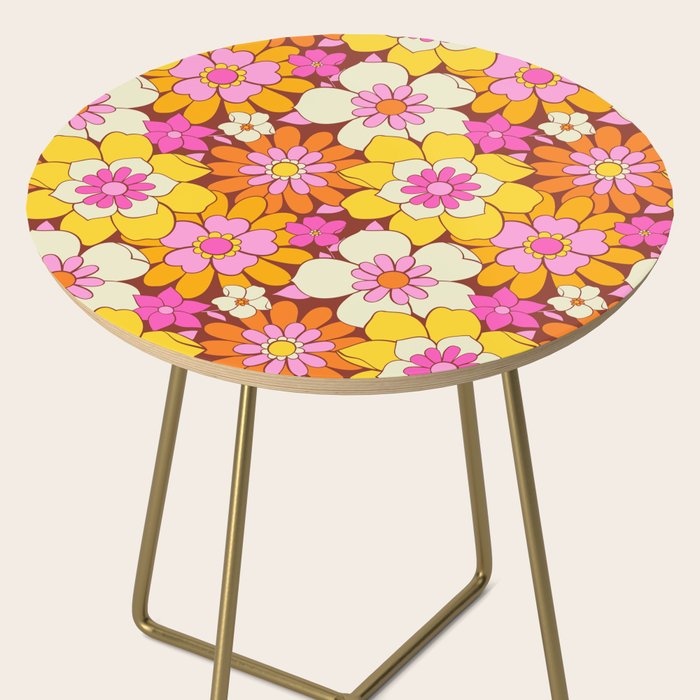 Vintage hand drawn flower art pattern Side Table Gallery Image 2