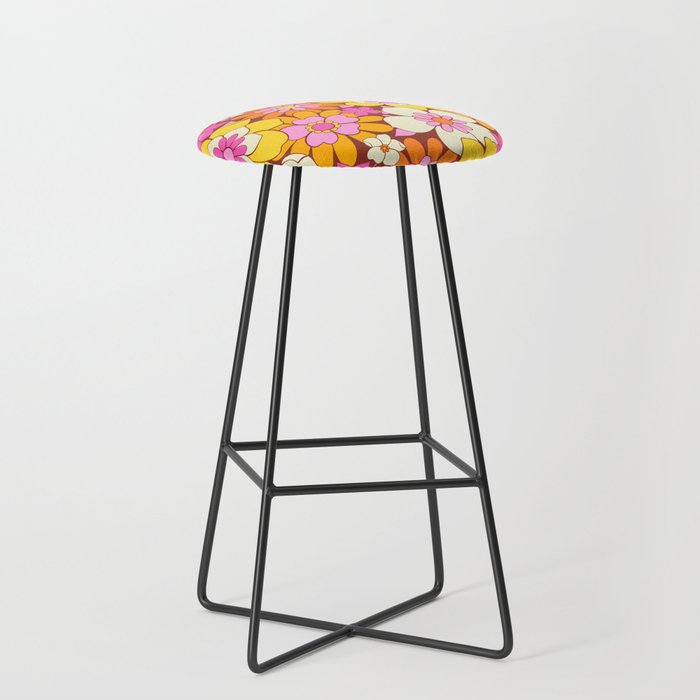 Vintage hand drawn flower art pattern Stool Gallery Image 1
