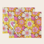 Vintage hand drawn flower art pattern Placemat Gallery Image 1