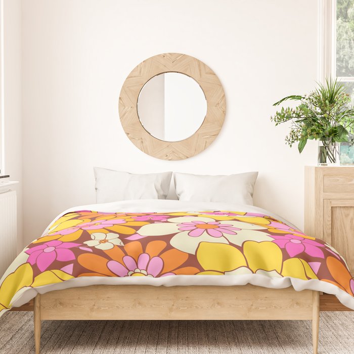 Vintage hand drawn flower art pattern Duvet Cover Gallery Image 3