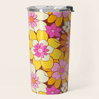 Vintage hand drawn flower art pattern Travel Mug Gallery Image 2