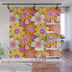Vintage hand drawn flower art pattern Wall Mural Gallery Image 1
