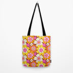 Vintage hand drawn flower art pattern Tote Bag Gallery Image 2