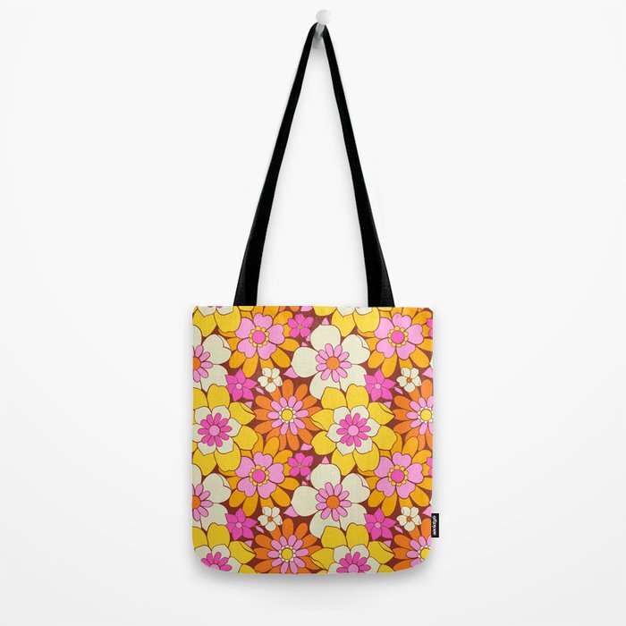 Vintage hand drawn flower art pattern Tote Bag Gallery Image 2