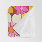 Vintage hand drawn flower art pattern Throw Blanket Gallery Image 3