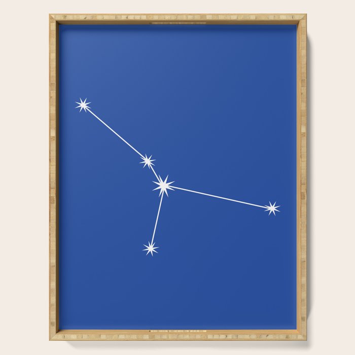 Cancer Zodiac Star Constellation Line Art Vibrant Blue Serving Tray Gallery Image 1