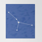 Cancer Zodiac Star Constellation Line Art Vibrant Blue Throw Blanket Gallery Image 2