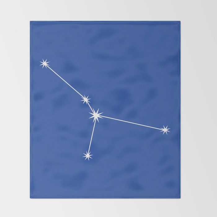 Cancer Zodiac Star Constellation Line Art Vibrant Blue Throw Blanket Gallery Image 2