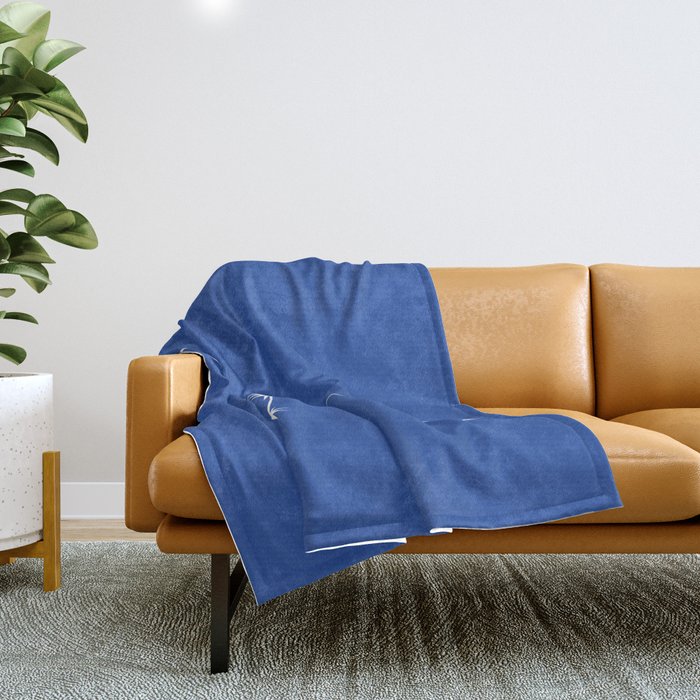 Cancer Zodiac Star Constellation Line Art Vibrant Blue Throw Blanket Gallery Image 1