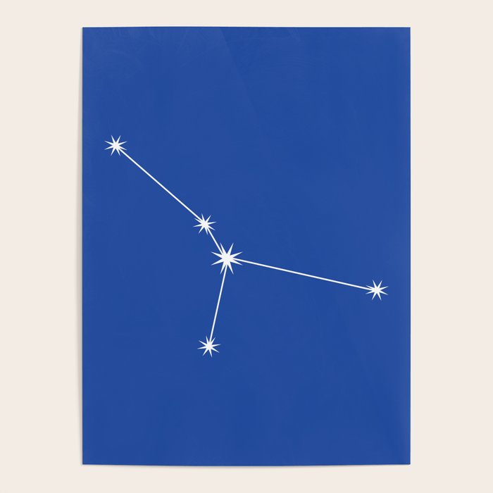 Cancer Zodiac Star Constellation Line Art Vibrant Blue Poster Gallery Image 4