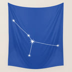 Cancer Zodiac Star Constellation Line Art Vibrant Blue Wall Tapestry Gallery Image 4