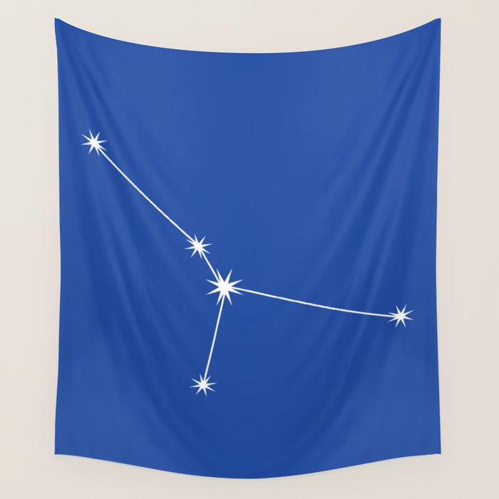 Cancer Zodiac Star Constellation Line Art Vibrant Blue Wall Tapestry Gallery Image 4