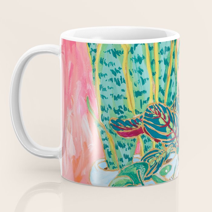 Pink Indoor Plant Still Life with Lion x The Sill Coffee Mug Gallery Image 3