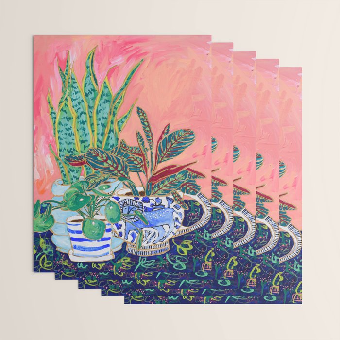 Pink Indoor Plant Still Life with Lion x The Sill Wrapping Paper Gallery Image 3