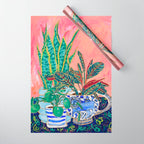 Pink Indoor Plant Still Life with Lion x The Sill Wrapping Paper Gallery Image 1