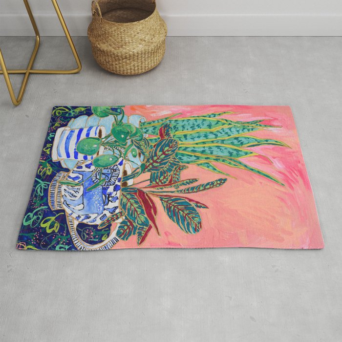 Pink Indoor Plant Still Life with Lion x The Sill Rug Gallery Image 1