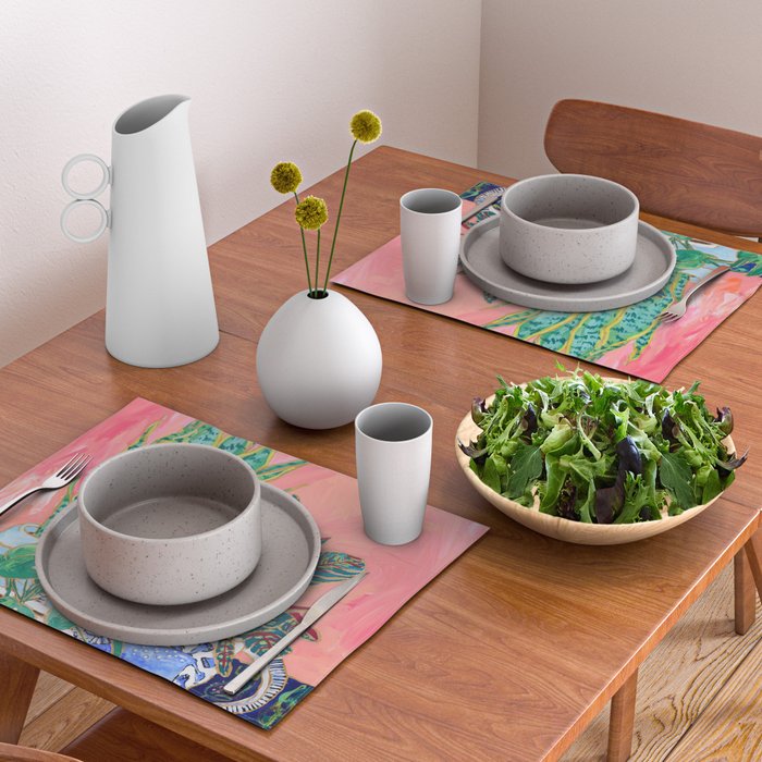 Pink Indoor Plant Still Life with Lion x The Sill Placemat Gallery Image 2