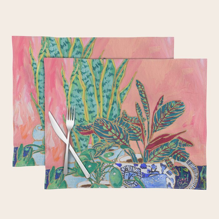 Pink Indoor Plant Still Life with Lion x The Sill Placemat Gallery Image 1