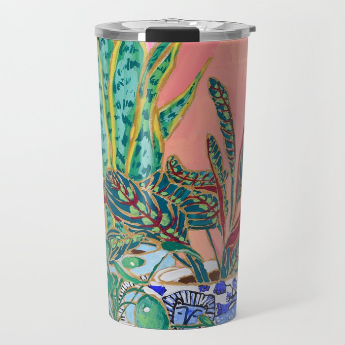 Pink Indoor Plant Still Life with Lion x The Sill Travel Mug Gallery Image 1