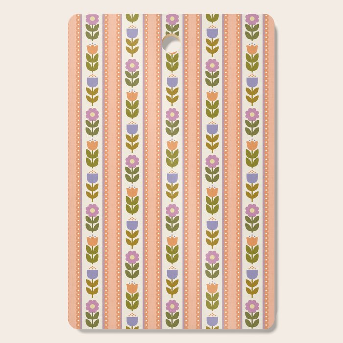 Scandi-Floral Stripes Harvest Cutting Board Gallery Image 1