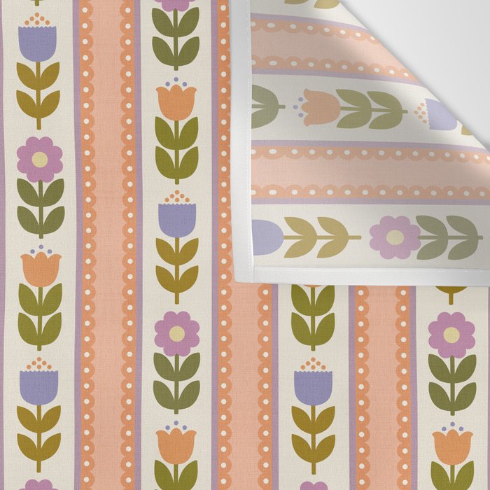 Scandi-Floral Stripes Harvest Wall Tapestry Gallery Image 3