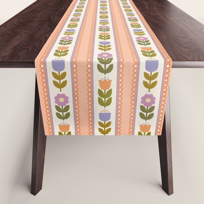 Scandi-Floral Stripes Harvest Table Runner Gallery Image 1