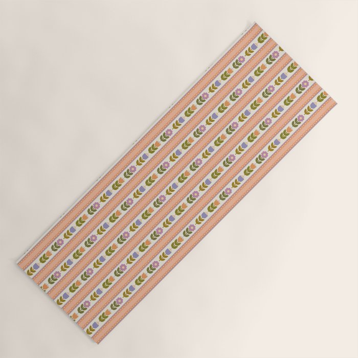 Scandi-Floral Stripes Harvest Yoga Mat Gallery Image 1