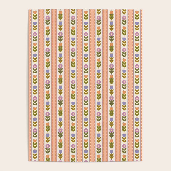 Scandi-Floral Stripes Harvest Poster Gallery Image 1