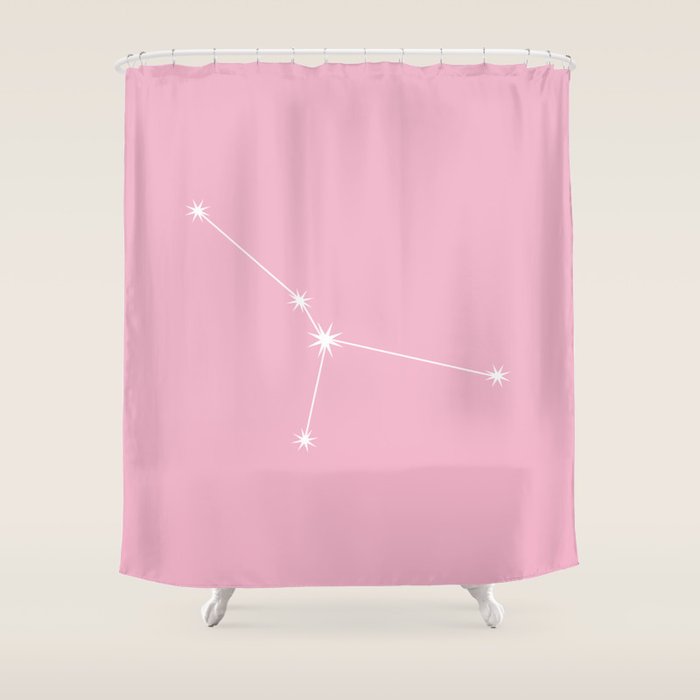 Cancer Zodiac Star Constellation Line Art Soft Pink Shower Curtain Gallery Image 1
