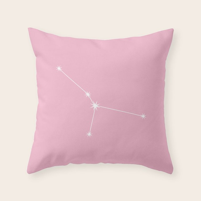 Cancer Zodiac Star Constellation Line Art Soft Pink Throw Pillow Gallery Image 1