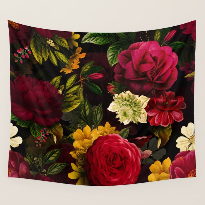 Vintage & Shabby Chic - Mystical Night Roses Bouquet Wall Tapestry Gallery Image 4