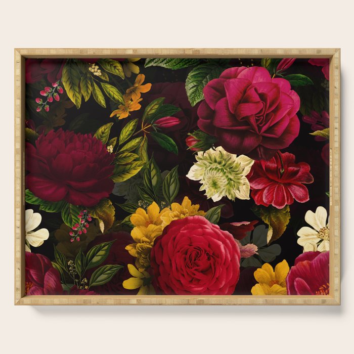 Vintage & Shabby Chic - Mystical Night Roses Bouquet Serving Tray Gallery Image 1