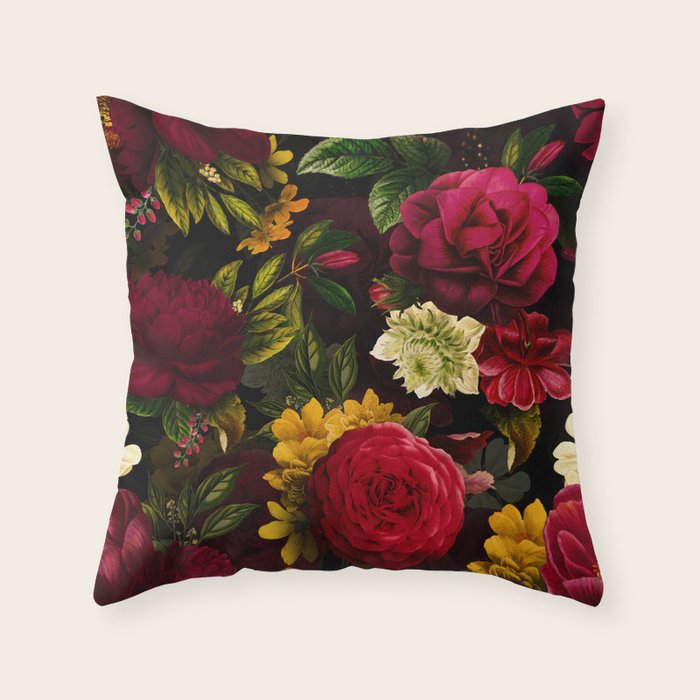 Vintage & Shabby Chic - Mystical Night Roses Bouquet Throw Pillow Gallery Image 6