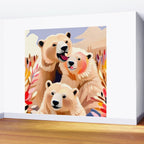 Polar Bears, Wildlife Animals Forest Wild, Jungle Bohemian Eclectic Boho, Winter North Pole Painting Wall Mural Gallery Image 2