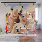 Polar Bears, Wildlife Animals Forest Wild, Jungle Bohemian Eclectic Boho, Winter North Pole Painting Wall Mural Gallery Image 1