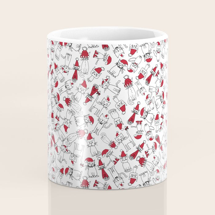 Christmas cat jumble white Coffee Mug Gallery Image 4