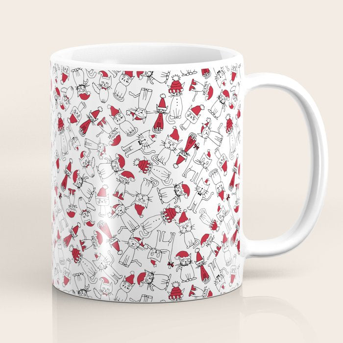 Christmas cat jumble white Coffee Mug Gallery Image 1