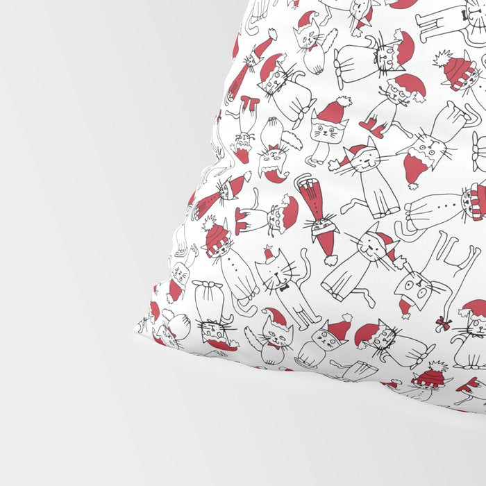 Christmas cat jumble white Pillow Sham Gallery Image 4