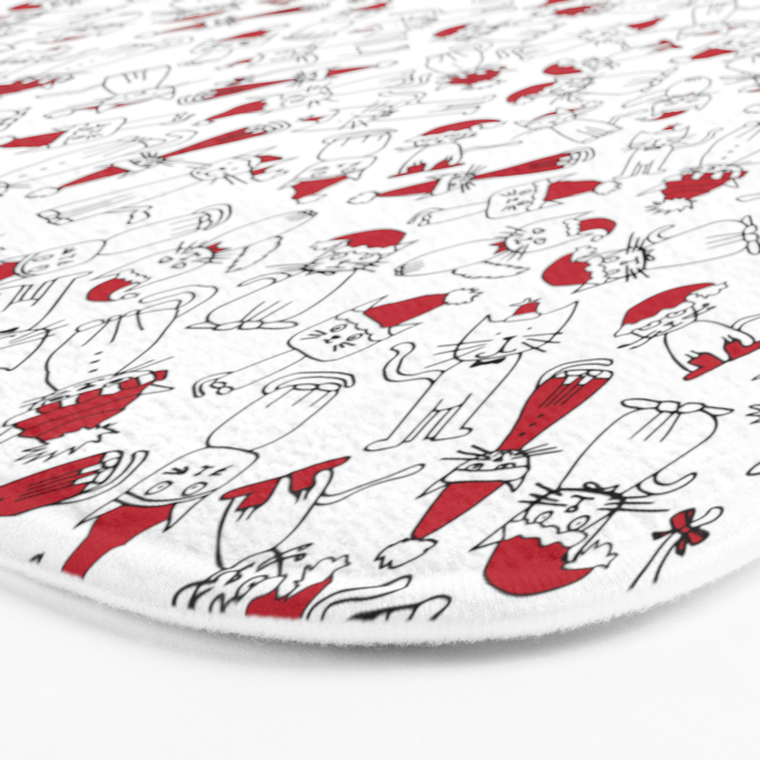 Christmas cat jumble white Bath Mat Gallery Image 3