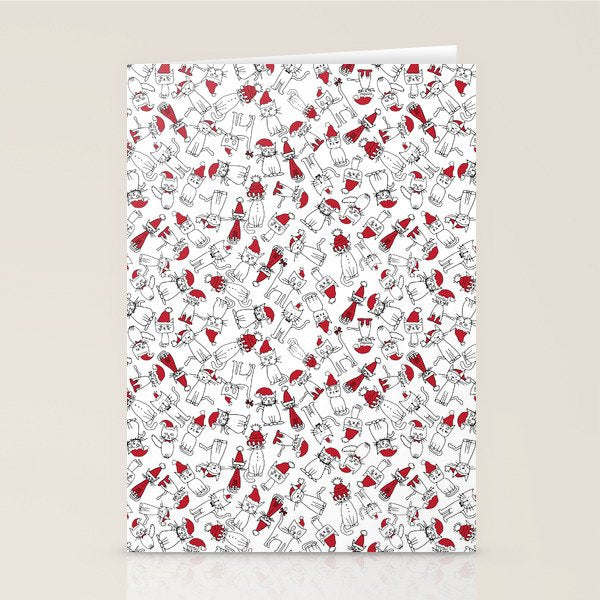Christmas cat jumble white Stationery Card Gallery Image 2