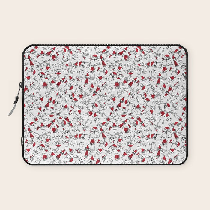 Christmas cat jumble white Laptop Sleeve Gallery Image 1