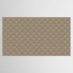 Art Nouveau Pattern 2 Red Sage Green Yellow Ochre On Blue Tablecloth Gallery Image 2
