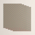 Art Nouveau Pattern 2 Red Sage Green Yellow Ochre On Blue Wrapping Paper Gallery Image 3