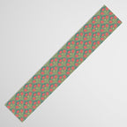 Art Nouveau Pattern 2 Red Sage Green Yellow Ochre On Blue Table Runner Gallery Image 3